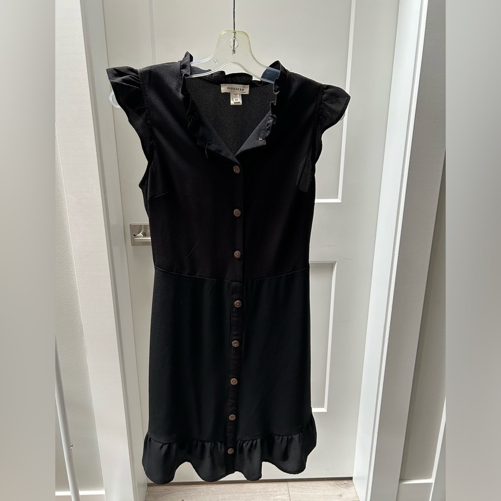 Monteau Black Button-Up Dress